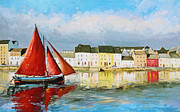 Galway Hooker Leaving Port Painting by Conor McGuire