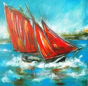 Paintings of Galway hooker on galway bay -  see www.pxi-art.com Painting by Mary Cahalan Lee - aka PIXI
