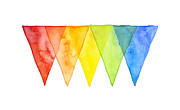 Geometric Watercolor Pattern Rainbow Triangles Painting by Olga Shvartsur