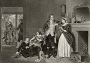 George Washington's first interview with Mrs Martha Custis Drawing by Alonzo Chappel