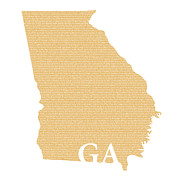 Georgia State Map With Text Of Constitution Mixed Media by Design Turnpike