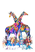 Giraffes Painting by Zaira Dzhaubaeva