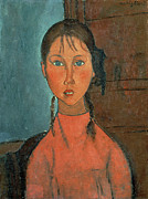 Girl with Pigtails Painting by Amedeo Modigliani