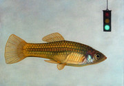 Go Fish Painting by James W Johnson