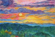 Golden Blue Ridge Sunset Painting by Kendall Kessler