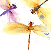 Golden Dragonflies Painting by Dawn Derman Golden Dragonflies Painting by Dawn Derman