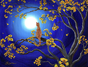 Golden Flowers in Moonlight Painting by Laura Iverson