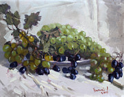 Greek Grapes Painting by Ylli Haruni