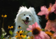 Happy Gal In The Garden Digital Art by Lois Bryan