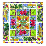 Hawaiian Mandala IV - ANTHURIUMS Painting by Diane Thornton