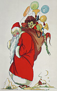 Here Comes Santa Claus Drawing by English School