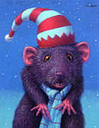 Holiday Mouse Painting by James W Johnson
