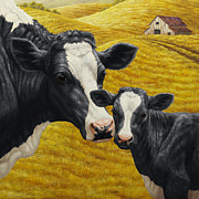 Holstein Cow and Calf Farm Painting by Crista Forest