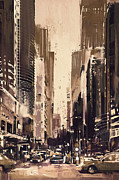 Hong-Kong cityscape painting Painting by Tithi Luadthong