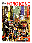 Hong Kong, Crowded street Painting by Long Shot