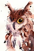 Horned Owl Painting by Dawn Derman Horned Owl Painting by Dawn Derman
