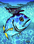 Horse Eye Jack Fish Painting by Daniel Jean-Baptiste