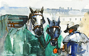 Horses Painting by Kristina Vardazaryan