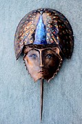 Horseshoe Crab Mask Peacock Helmet Sculpture by Roger Swezey