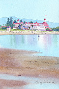 Hotel Del Coronado Low Tide Painting by Mary Helmreich