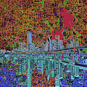 Houston Skyline Abstract 3 Painting by Bekim M