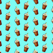 Iced Coffee To Go Pattern Painting by Little Bunny Sunshine
