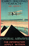 Imperial Airways - Cairo, Baghdad, Karachi Air Service - Retro travel Poster - Vintage Poster Photograph by Studio Grafiikka