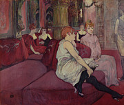In the Salon at the Rue des Moulins Painting by Henri de Toulouse-Lautrec