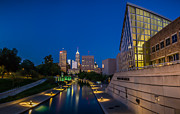Indianapolis Skyline from the Canal at Night Photograph by Ron Pate