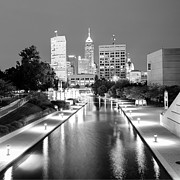 Indy City Skyline - Indianapolis Indiana Black-White 1x1 Photograph by Gregory Ballos