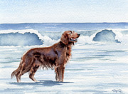 Irish Setter at the Beach Painting by David Rogers