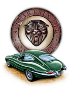 Jaguar XKE British Racing Green Painting by David Kyte