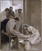 Jesus Washing the Feet of his Disciples Painting by Albert Edelfelt