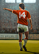 Johan Cruyff Oranje nr 14 Painting by Paul Meijering