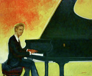 Justin Levitt red black yellow Painting by Suzanne Giuriati Cerny