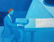 Justin Levitt Steinway Piano Blue Painting by Suzanne Giuriati Cerny