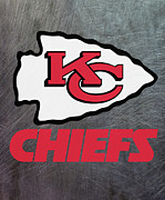 Kansas City Chiefs on an abraded steel texture Mixed Media by Movie Poster Prints