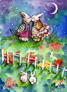 Kissing Bunnies Painting by Follow Themoonart