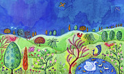 Landscape with Swan Painting by Jane Tattersfield