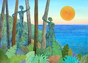 Leafy Alchemy at Sunset Painting by Jennifer Baird