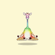 Levitating Meditating Rainbow Giraffe Digital Art by Laura Ostrowski