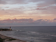Lighthouse Peach Sunset Photograph by Corinne Carroll