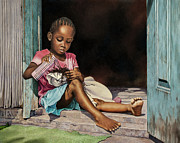 Lil' Hair Braider Painting by Nicole Minnis