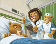 Lion Cub In Hospital Painting by Martin Davey