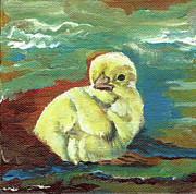 Little Chick - Baby Chicken Painting by Jan Dappen Little Chick - Baby Chicken Painting by Jan Dappen