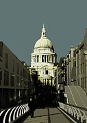 London - Saint Pauls - Soft Blue Greys  Painting by BFA Prints