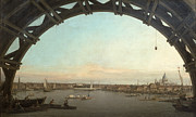 London seen through an arch of Westminster Bridge by Canaletto Painting by Canaletto