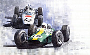 Lotus vs Honda Mexican GP 1965 Painting by Yuriy Shevchuk