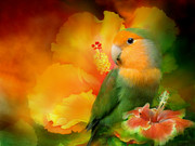 Love Among The Hibiscus Mixed Media by Carol Cavalaris Love Among The Hibiscus Mixed Media by Carol Cavalaris