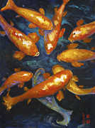 Lucky Koi Painting by Caroline Patrick